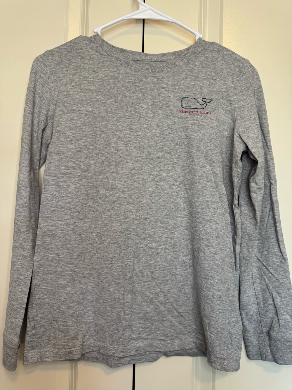 Vineyard Vines Gray Long-Sleeve Kids Tee with Whale Embroidery
